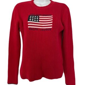 Ralph Lauren Vintage Red Sweater with Flag Design